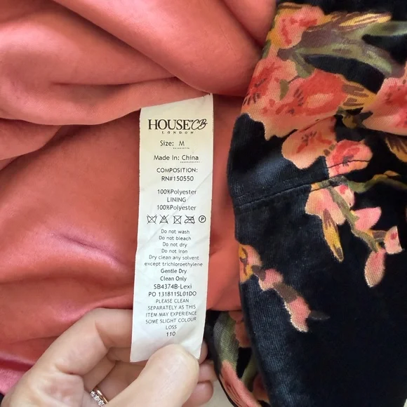 House of CB London Lexi Black and Floral Devore Velvet Corset Midi Dress - Picture 10 of 10